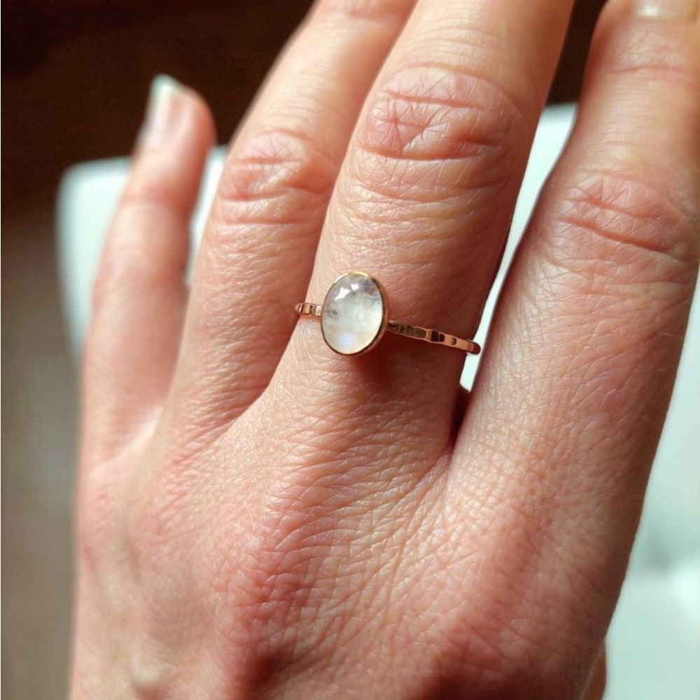Rainbow Moonstone Rose Gold Ring. New. - Picture 10 of 13
